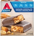 Atkins Caramel 초콜릿 땅콩 Nougat 스낵 바, 섬유, 2g 설탕, 케토 친화적 인 5 개