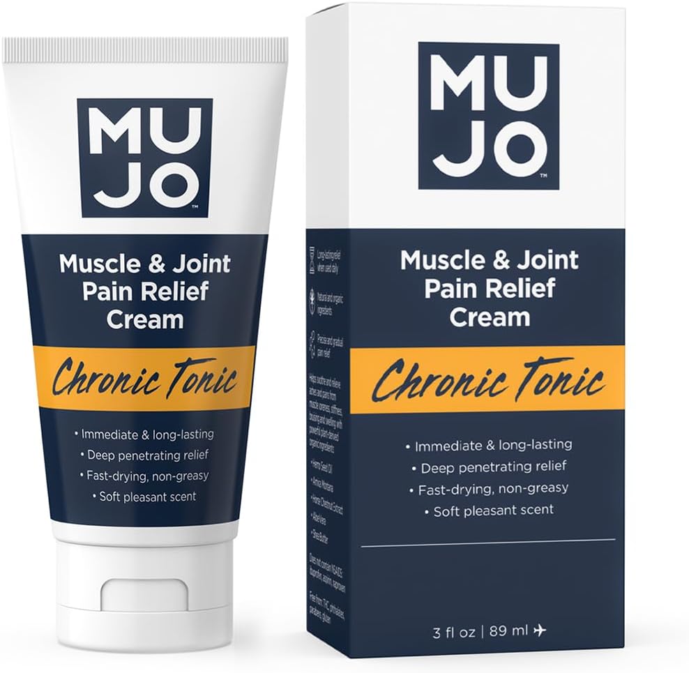 MUJO Chronic Tonic 근육 & 합동 고통 구호 크림 - 빠른 행동, 오래 견딘 유기 성분 - 관절염/Sprains를 위한 깊은 관통 - 3개 fl oz