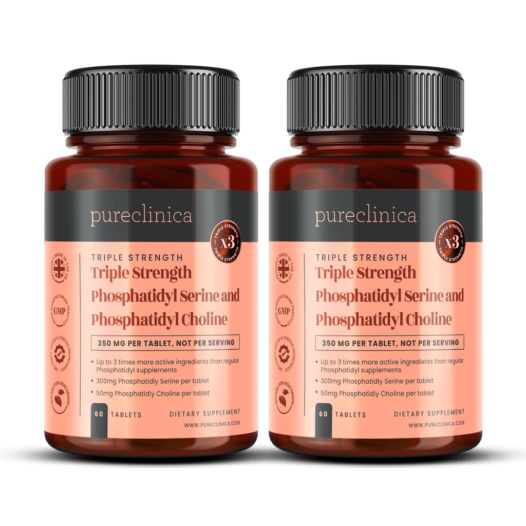 세 배 힘 Phosphatydyl Serine와 Phosphatidyl Choline x 120의 정제 (60의 정제의 2개의 병)