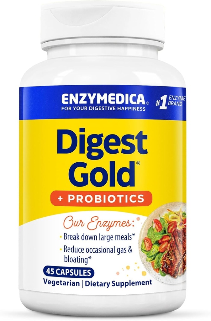 Enzymedica Digest Gold + Probiotics, 2-in-1 Gut Health, Digestive Enzymes & 1 억 활성 프로바이오틱스 문화, 45 조사