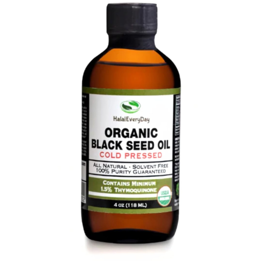 유기 까만씨 기름 - USDA는 1.5% Thymoquinone 3X 힘 터키 검정 Cumin Nigella Sativa 비 GMO 100% 순수한 Blackseed 기름 (4oz 유리병)에 찬 압박된 유리병을 증명했습니다