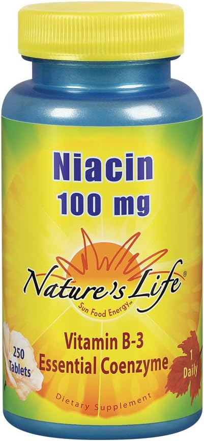 Nature Life Niacin 100mg | 비타민 B3 보충 | 건강한 혈액 입술, 순환 & 피부 지원 | 250CT