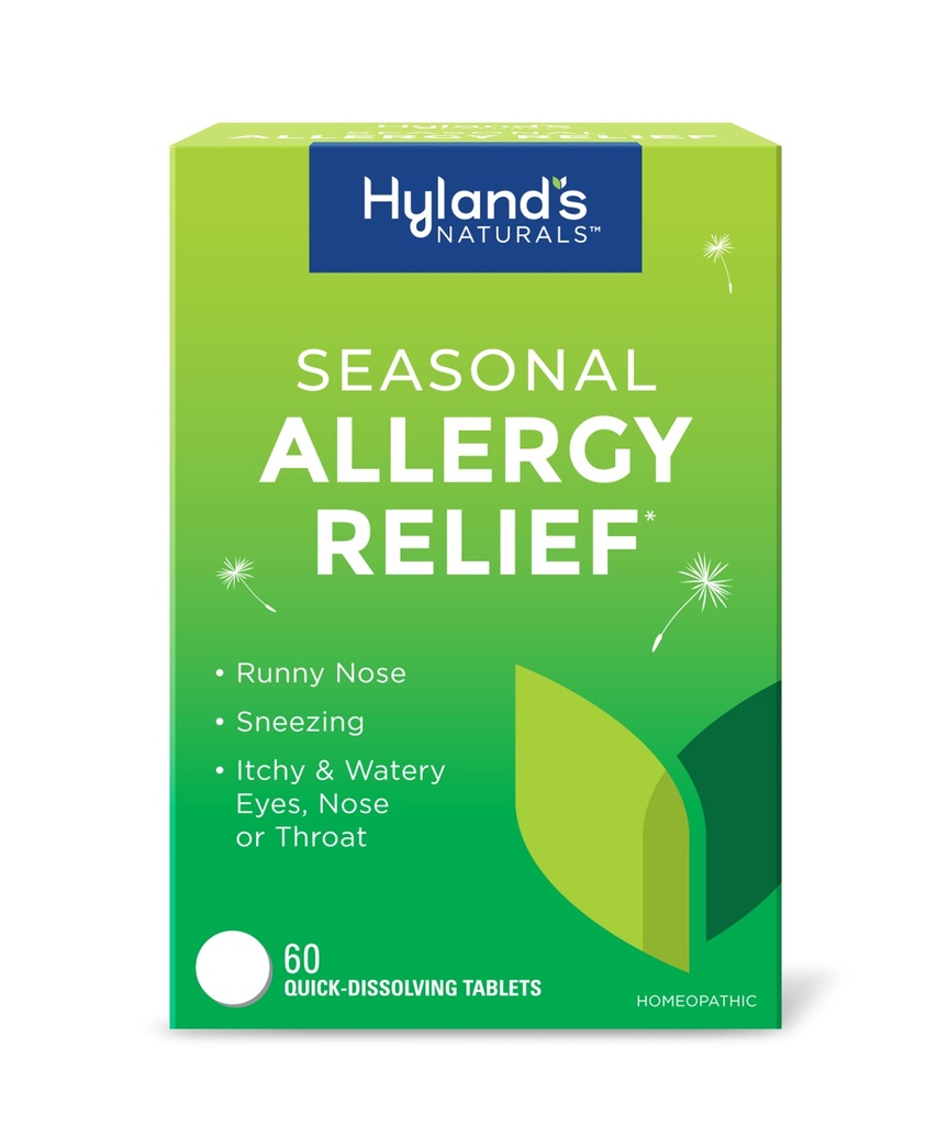 Hyland의 실내 및 실외, 비 Drowsy Seasonal Allergy Relief Pills, Sneezing, Runny Nose, Itchy 및 Watery Eyes, Nose 또는 Throat, Safe 및 Natural, Quick Dissolve Tablets, 60 Count