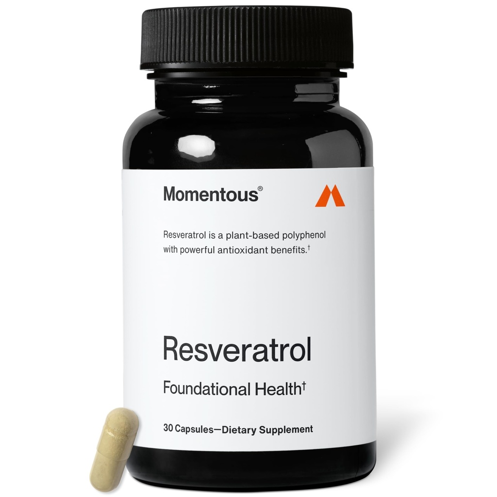 Momentous Resveratrol 보충교재 450 mg - 건강한 시효, 뇌, & 심장 지원을 위한 Trans-Resveratrol - 스포츠를 위해 증명되는 NSF - GMO- & 글루텐 자유로운 - 30의 서빙