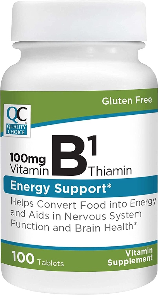 질 선택 비타민 B1 Thiamin 100 mg 에너지 지원, 신경 체계 기능, & 뇌 건강 비타민 보충교재 정제, 100개의 조사 병