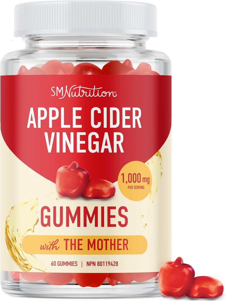 Apple Cider Vinegar Gummy for Women & Men | 1000mg | 어머니와 함께 | Detox, Digestion & Skin | Folate, 비타민 B12, Pomegranate & Beet | 60 카운트를 가진 Unrefined ACV Gummies와 함께 케토 다이어트 지원