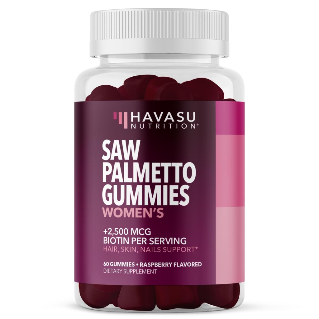 2500mcg Biotin를 가진 여자를 위한 톱 팔로토 - DHT 차단제와 머리, 피부, 못 건강 Gummies - 60 조사 - 더 강한과 가득 차있는 보고 자물쇠 및 레이디언트 피부 - Vegan, 비 GMO, 1 달 공급