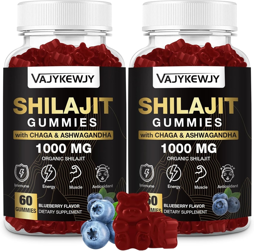 1000 MG Shilajit Gummies, 85 + Trace 무기물, Fulvic 산, Men & Women, Shilajit 수지, Shilajit Himalayan 유기, 뇌, 면역, 120 조사를 가진 유기 Shilajit Gummies
