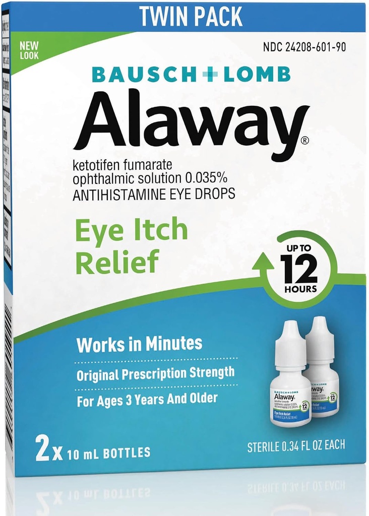 Alaway Antihistamine, 눈 이발 구호 하락, 쌍둥이 팩, 각 0.34 fl oz