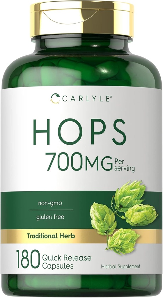 Carlyle Hops 보충 700mg | 180 캡슐 | 비 GMO & 글루텐 프리 | 전통 허브