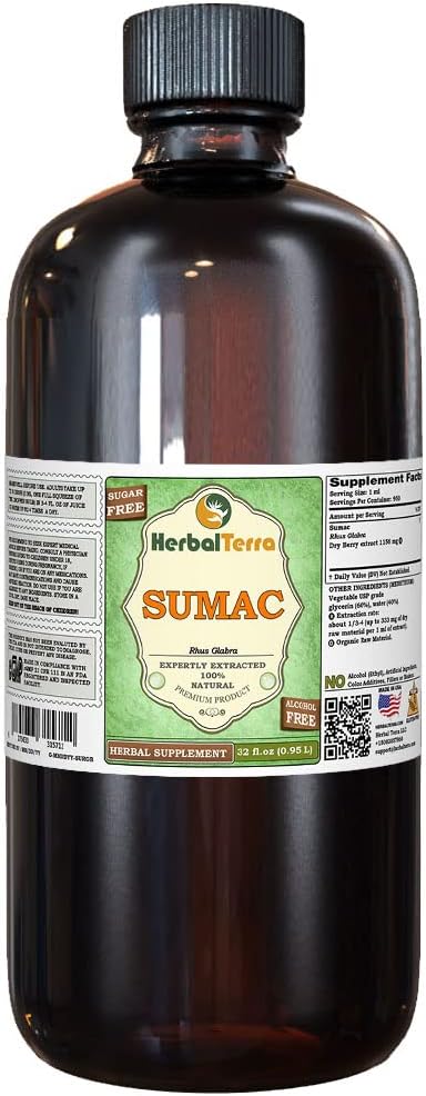 Suma (Pfaffia paniculata) Glycerite, 말린 뿌리 알콜 자유로운 액체 추출물 (브랜드 이름: HerbalTerra, 미국에서 Proudly 만드는) 32 fl.oz (0.95 l)