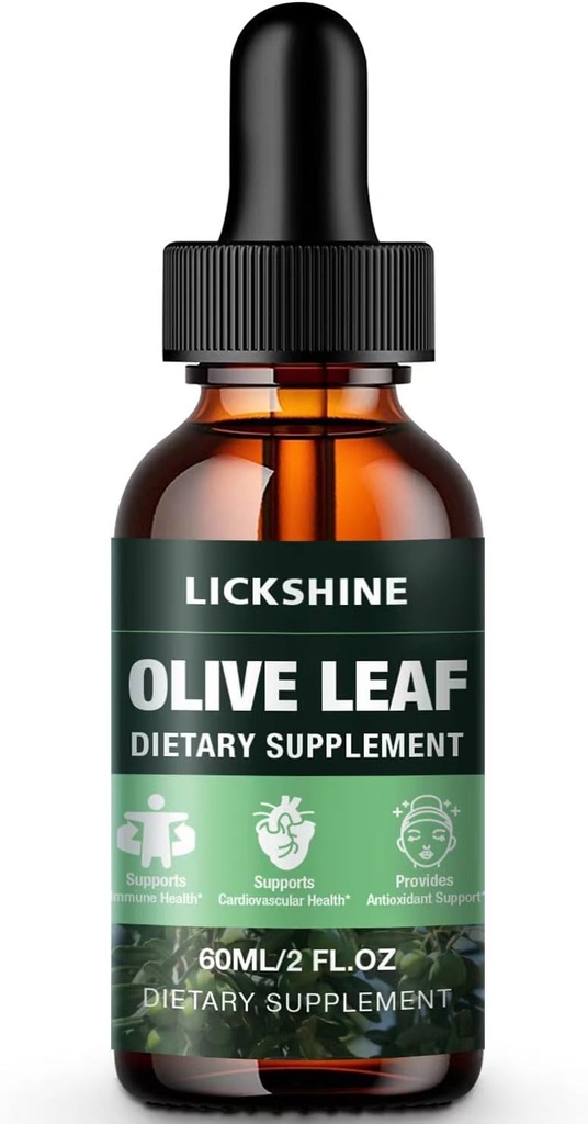 1 팩 1000MG 올리브 리프 액체 추출물 - 유기 올리브 리프 드롭 더 나은 흡수를위한 보충 - Immune & Heart Support Gluten-Free, Non-GMO, Vegan, 2 Fl Oz