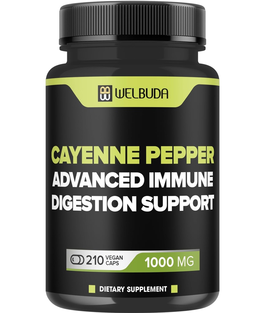 210 캡슐 - Cayenne Pepper 보충제 추출물 10 : Berberine HCI, 마늘 전구, 올리브 리프 및 더 - 소화 건강, 심장 건강 및 면역 기능 지원을위한 결합 된 공식