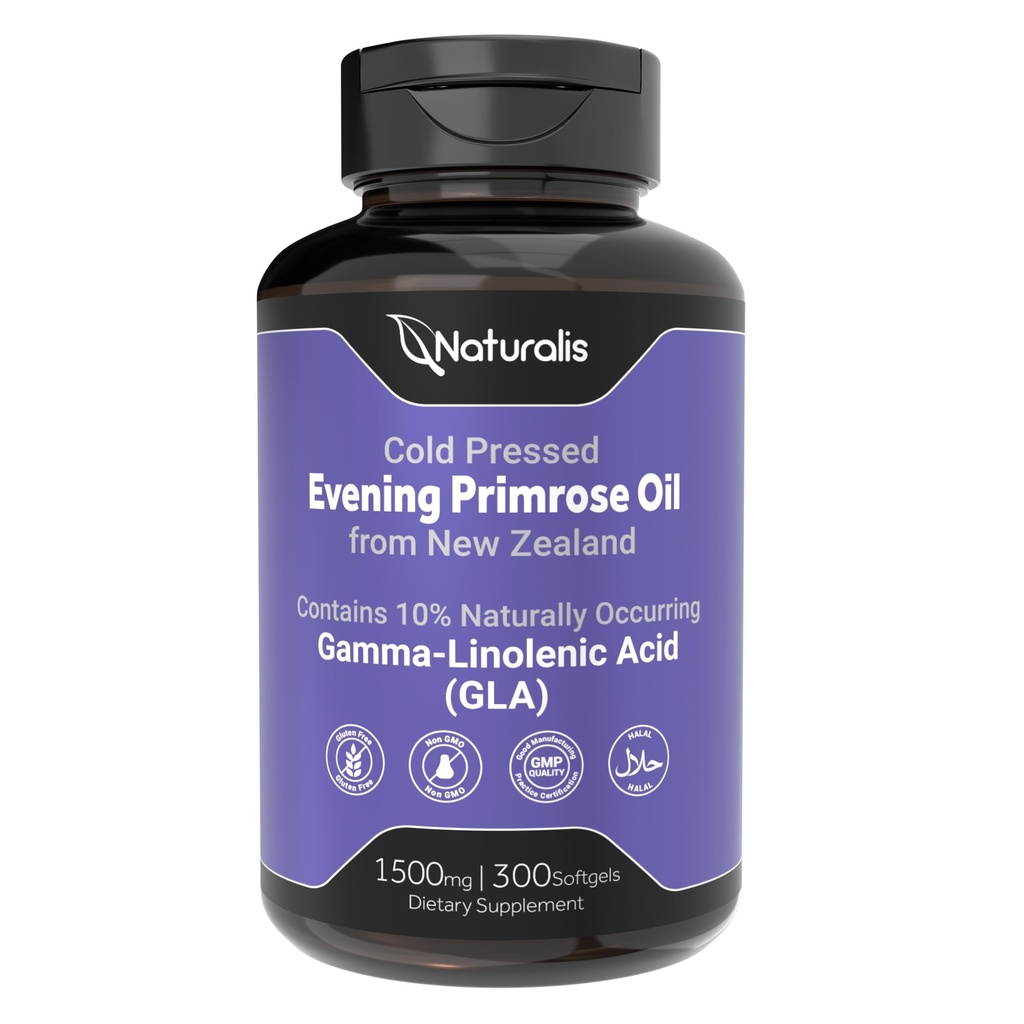 Naturalis Evening Primrose Oil (Cold Pressed) | 뉴질랜드 자연 100% | 비 GMO, Soy & Gluten Free, Zero Filler | 300 미니 소프트젤