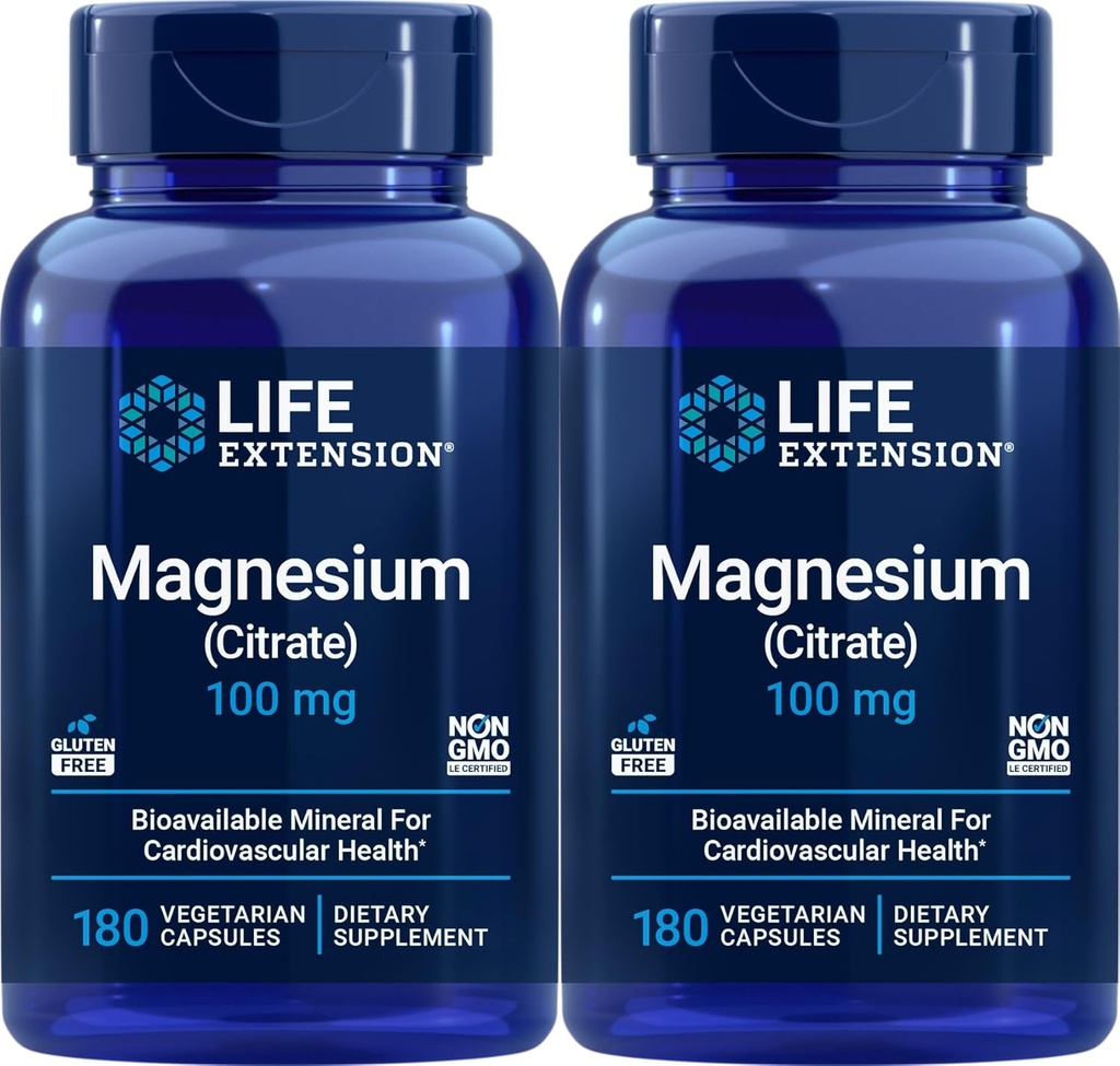 수명 연장 마그네슘 (크레이트) 100mg, 180 Veg 모자 (팩 2) - Mag 보충교재