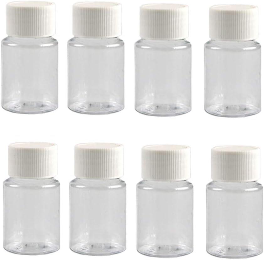 12PCS 30ML 1OZ 백색 나사 모자 단단한 분말 캡슐 알약 정제 홀더 저장 상자 Refillable 여행 매일 생활을 위한 휴대용 튼튼한 콘테이너 단지 남비를 가진 투명한 빈 플라스틱 병