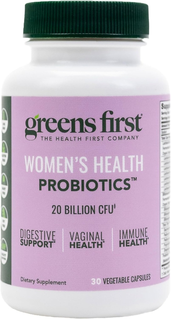 Greens First Women’s Health Probiotics - pH 밸런스에 대한 Probiotic - 20 억 CFU - 소화, 면역 및 질 건강 비 GMO / 글루텐 무료 / 부인 무료 (30 야채 캡슐) 지원