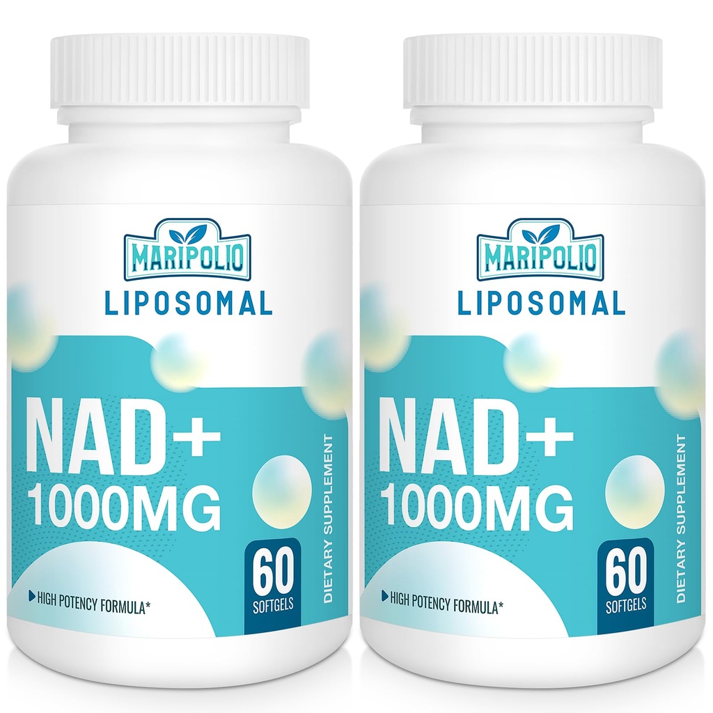 Liposomal NAD+ 보충교재 1000 mg | 가장 높은 NAD Pontecy | 최대 흡수 | 순수한 NAD 보충교재 | 에너지와 DNA 수선, 노후화, 뇌 기능 | 120 Softgels