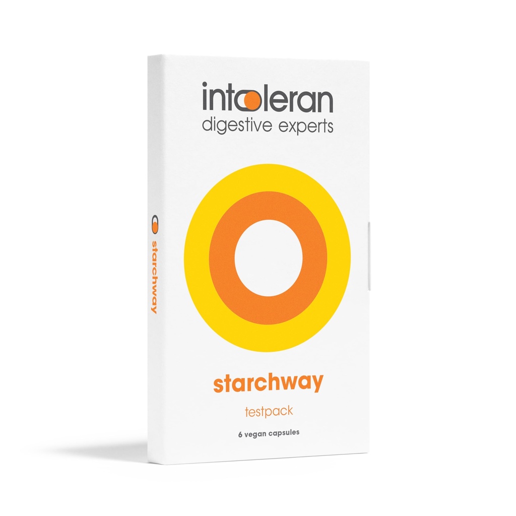 Intoleran Starchway Digestive Enzymes - testpack 6 캡슐 | Starch & Sucrose Intolerance에 대한 보충 | Digest Sugars & Starchy Foods | Invertase & Gluco-Amylase Enzymes | Vegan | 낮은 FODMAP