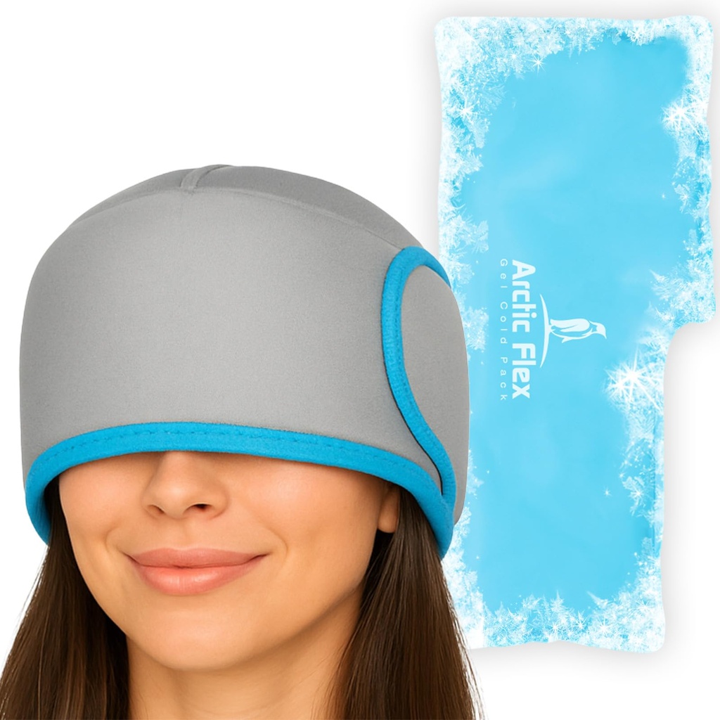 Vive Migraine Relief Cap - 두통을 위한 뜨거운 & 찬 압축 모자 - 긴장 & 압력 기복을 위한 가득 차있는 맨 위 얼음 포장 Beanie & 눈 가면 - 재사용할 수 있는 & 가동 가능한 연약한 젤 팩