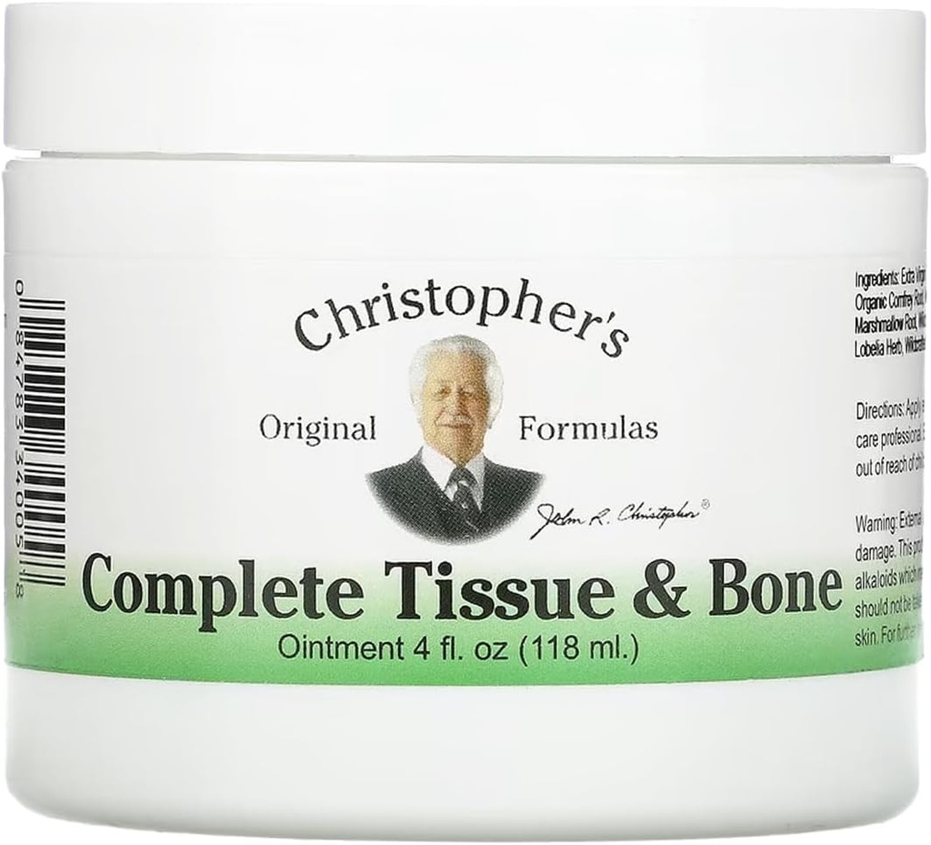 Christopher의 Original Formulas Complete Tissue & Bone Ointment, 근육 및 관절 지원을위한 초본 화제, 4 fl oz