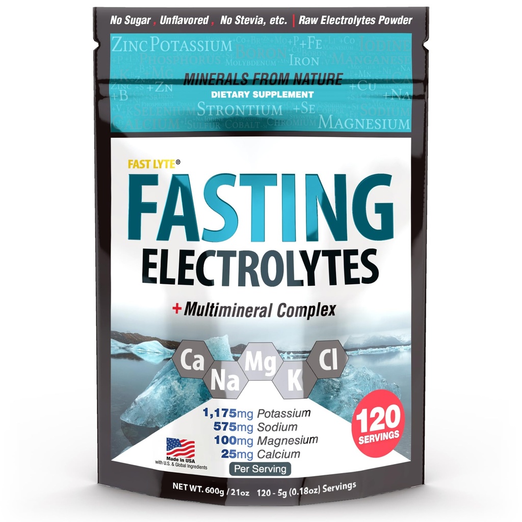 빠른 전해질 보충교재 분말 | 설탕 불확실한 익지않는 Electrolytes | Trace 무기물에 50% RDI 마그네슘과 칼륨 | Carnivore & Keto Friendly | Sugar Free Fasting Salt