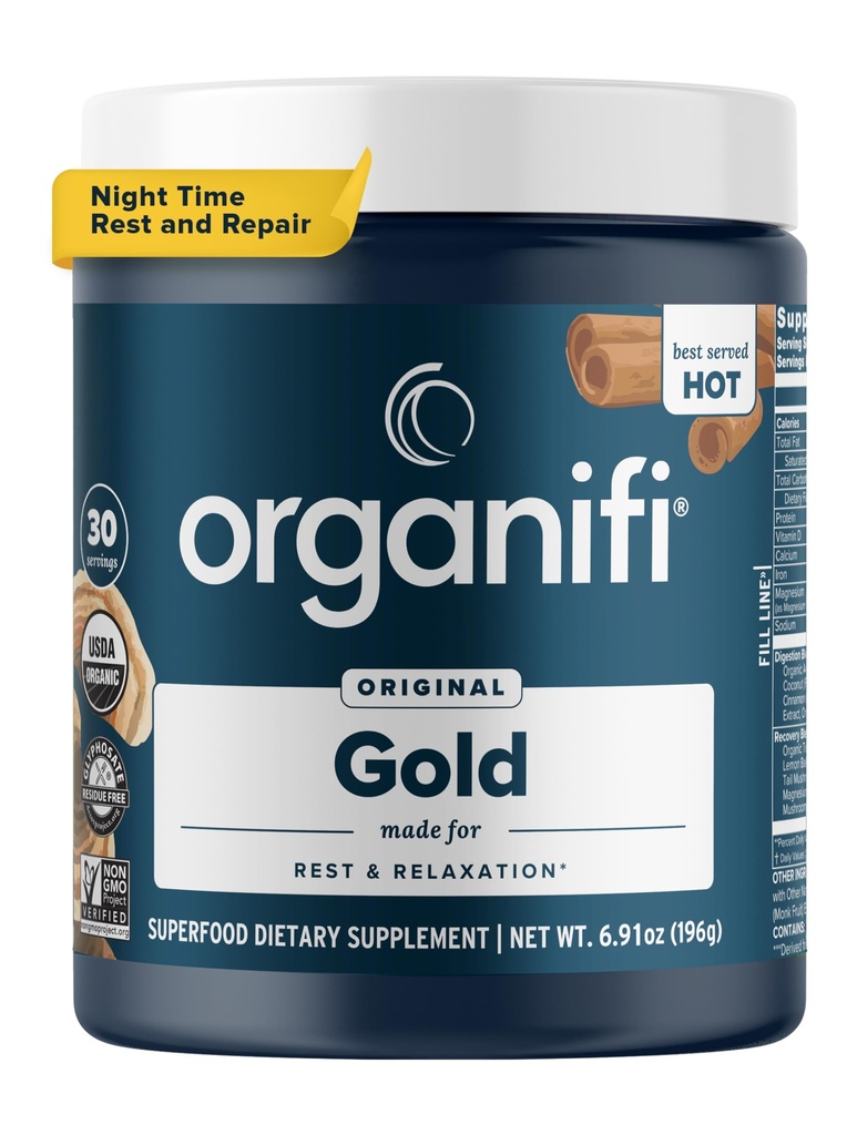 Organifi: 금 - Superfood 보충교재 분말 - 30의 서빙 - 긴장 지원, 더 나은 나머지, 이완 및 승진은 잠을 - 심황과 Reishi 주입합니다