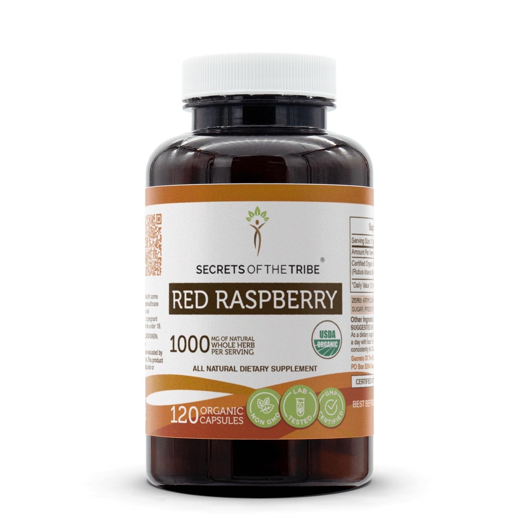 Tribe Red Raspberry USDA 유기 캡슐의 비밀 | 인증 유기농 채식 캡슐, 초본 다이어트 보충 | Rubus idaeus Dried Leaf (120 카운트)