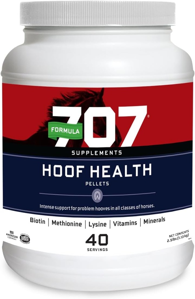 공식 707 Hoof 건강 Equine 보충교재, 2.5lb 항아리 – Biotin, 아미노산 및 무기물은 건강한 말 호우를 개량하고 지원하기 위하여