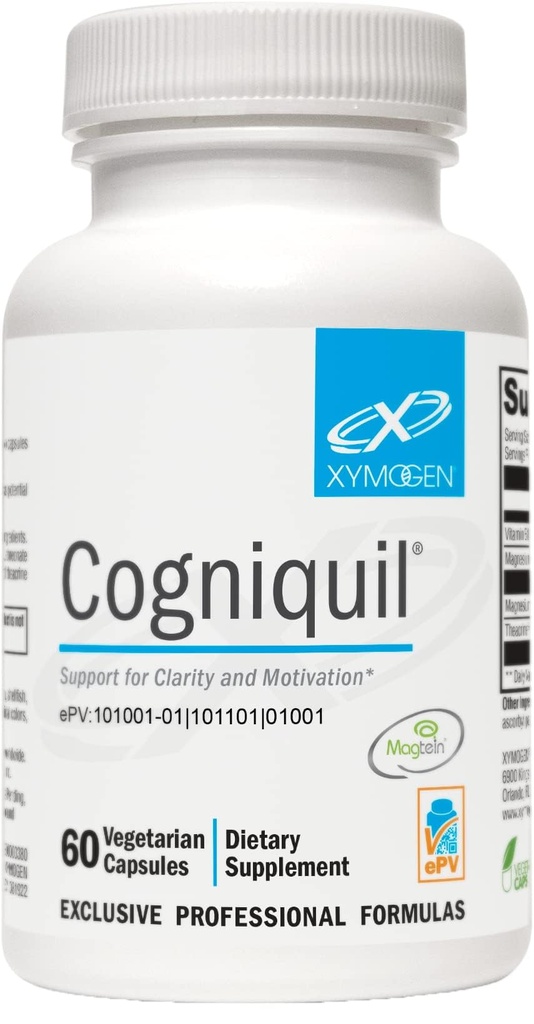 XYMOGEN Cogniquil - Clarity, Focus, Motivation, Mental 및 Physical Energy에 대한 지원 - Magnesium L-Threonate는 뇌, Theacrine + 비타민 B12 (60 캡슐)에 Bioavailable 마그네슘을 공급하기 위해