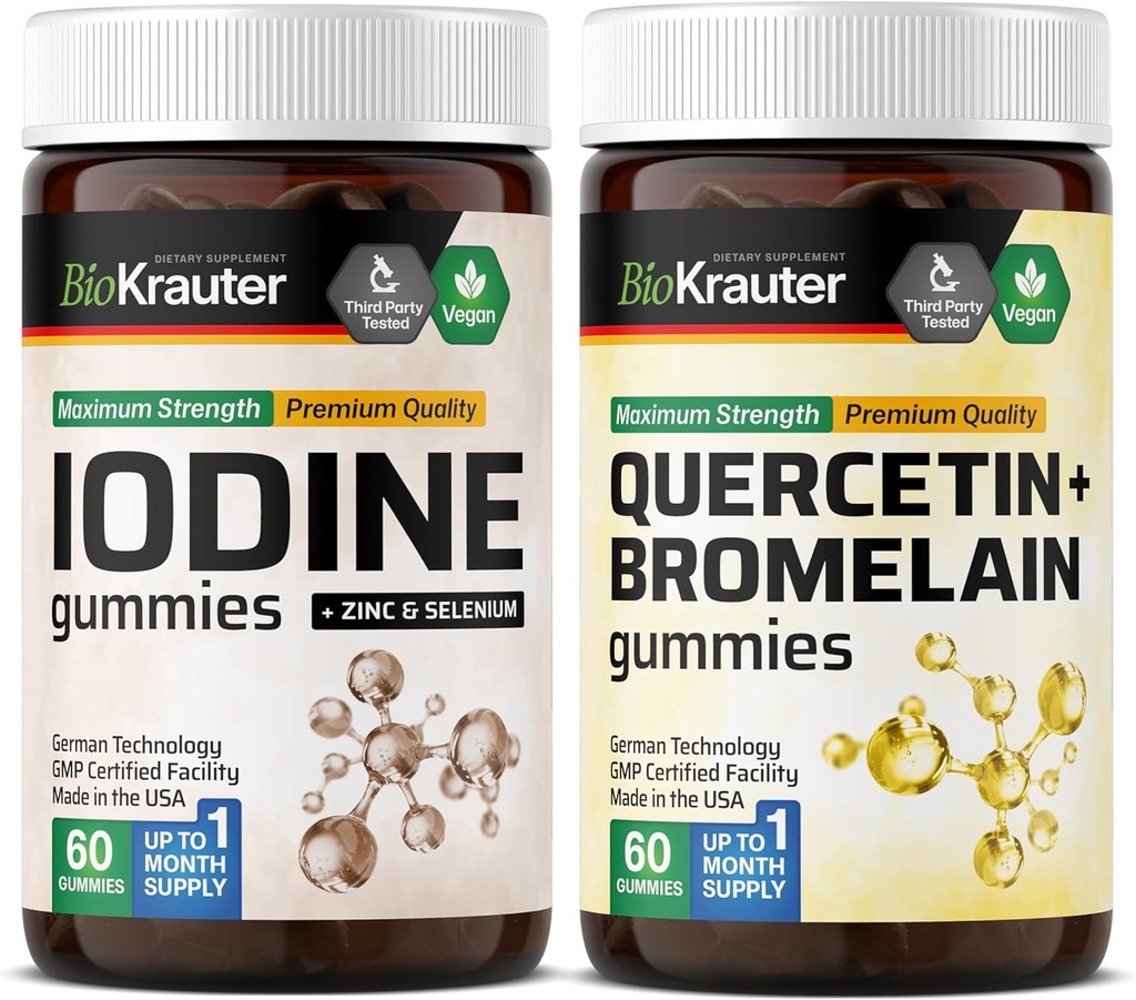Iodine 60 Gummies & Bromelain 60 Gummies를 가진 Quercetin