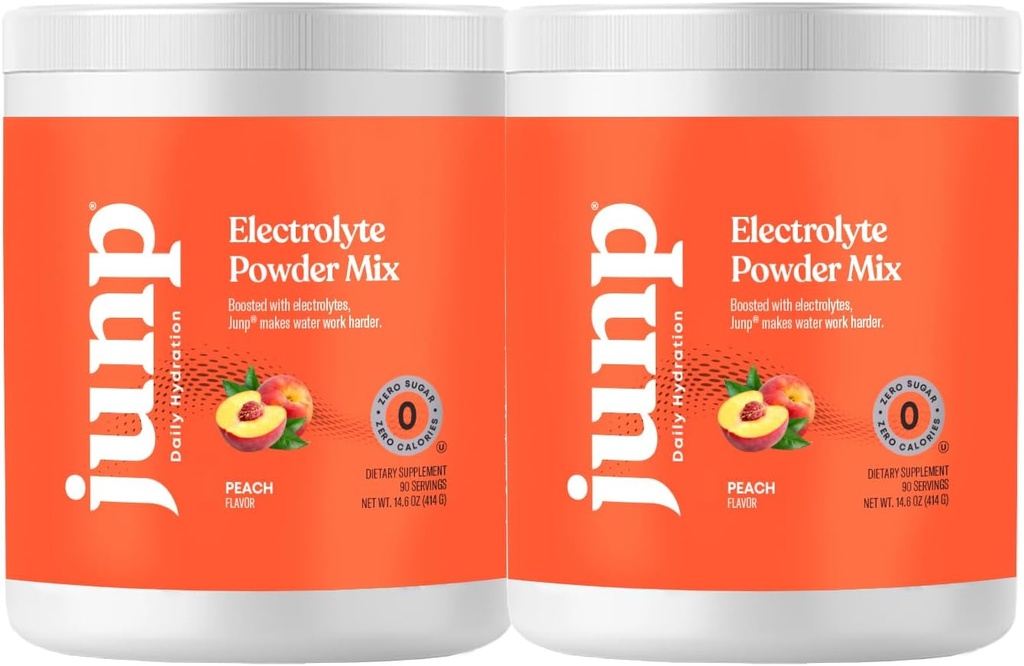 JUNP Electrolytes Powder No Sugar No Carbs – Orchard Fresh Juicy Peach Drink Mix - 칼륨 및 소금 Electrolyte Hydration Powder Zero Calorie Sugar Free Electrolyte Powder, Keto Friendly, 180 서빙