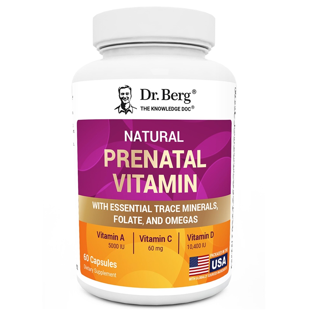 박사. Berg Natural Prenatal Vitamins for Women (Pregnant & Nursing) - Folate, Vitamins, Minerals, Omegas, &11 강력한 Superfoods와 Prenatal Vitamins - 60 캡슐