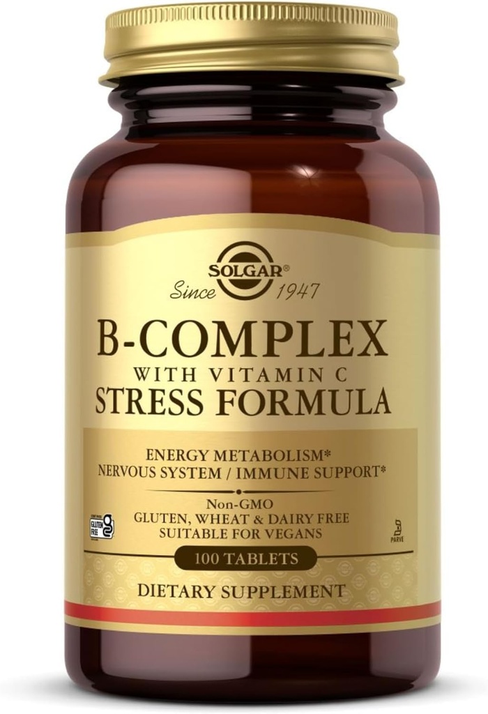 Solgar B-Complex 비타민 C - 100 정제 - 비 GMO, Vegan, Kosher & Gluten 무료 - 50 서빙