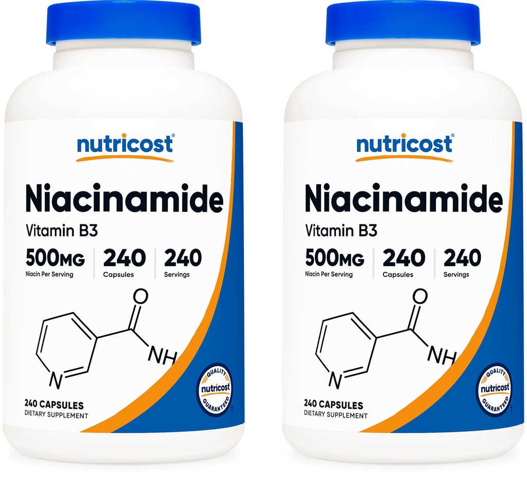 Nutricost Niacinamide (비타민 B3) 500mg, 240 캡슐 (2 병)