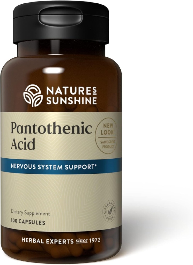 Nature's Sunshine Pantothenic Acid, 100 캡슐 | 비타민 B5는 Nervous Systems를 지원하며 Adrenal Gland Function을 돕고 특정 호르몬을 만들기 위해 필요한 것입니다.