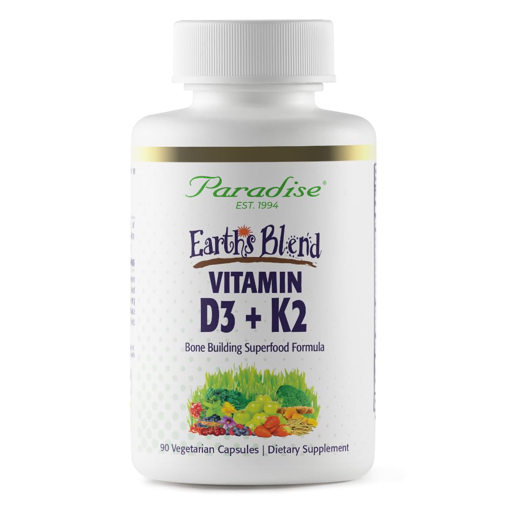 파라다이스 허브 지구의 혼합 비타민 D3 + K2, Probiotics의 슈퍼 푸드베이스 및 유기 알칼라이징 그린, Veggies & Berries, 90 채식 캡슐
