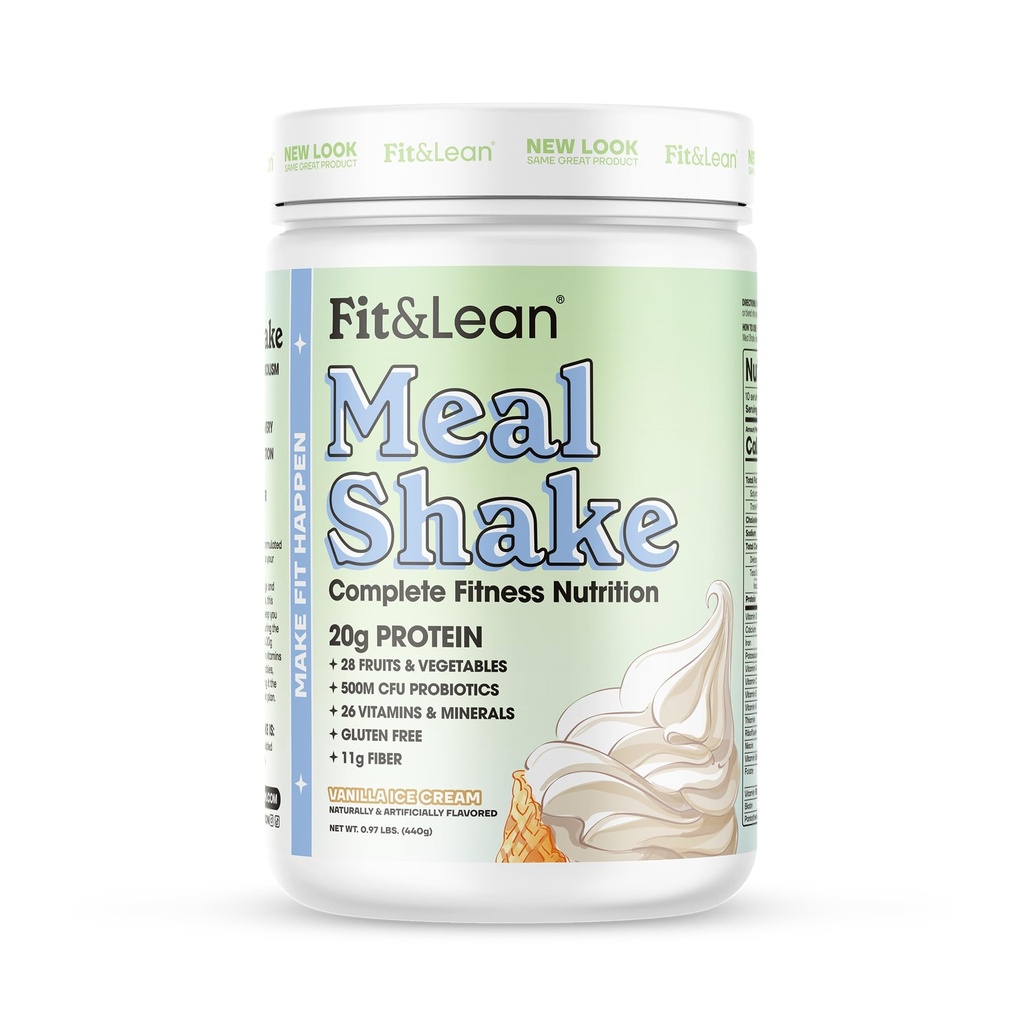 적합 & Lean 식사 Shake, 뚱뚱한 불타는 식사 보충, 단백질, 섬유, Probiotics, 바닐라, 1lb의 콘테이너 당 10의 서빙