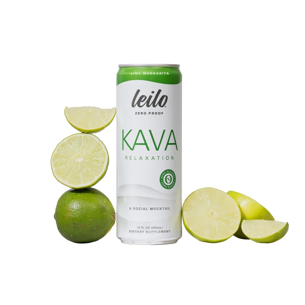 LEILO | Kava 구동 Lime Margarita Mocktail 음료 | 12-Pack - Sugar-Free & Non-ALC Functional Relaxation Support | 12 fl oz Cans (12 팩)