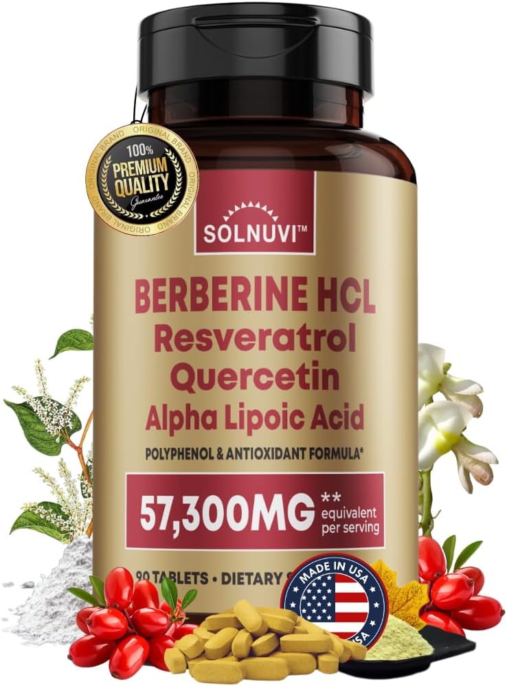 Resveratrol Quercetin 알파 Lipoic 산을 가진 우수한 Berberine 보충교재 - 50:1 Berberine HCl 복잡한 유력한 산화 방지제, Polyphenols, Vitality Boost - 90 Vegan 정제, 비 GMO, 글루텐 자유로운