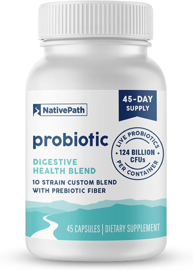 NativePath Daily Probiotic, 10-Strain 사용자 정의 혼합 Probiotics 남성과 여성을위한 보충, 82 억 CFUs - 45 개
