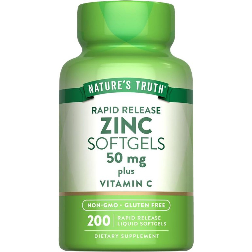 자연의 진실 아연 50mg 보충 | 비타민 C | 200 액체 Softgels | Non-GMO & 글루텐 무료