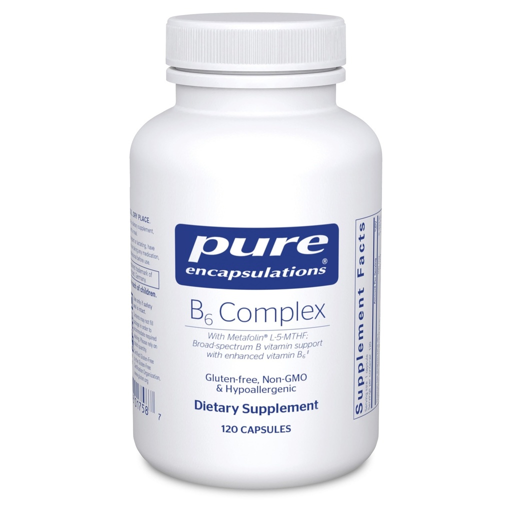 Pure Encapsulations B6 Complex - Nervous System & Brain Health* 지원 - B 비타민 포함 - Enriched 비타민 B6 - Non-GMO 및 글루텐 무료 - 120 캡슐