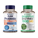 Prebiotics 뭉치를 가진 Wholesome 웰니스 유기 Probiotics 100억 CFU + 소화 효소 1000mg