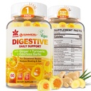 Ginger Chews Gummies for Nausea & Digestive Support, Stomach Relief - Turmeric & Odorless Garlic, Quercetin, 비타민 D3, C, Delicious Digestive Supplements, 60Cts (팩 1)