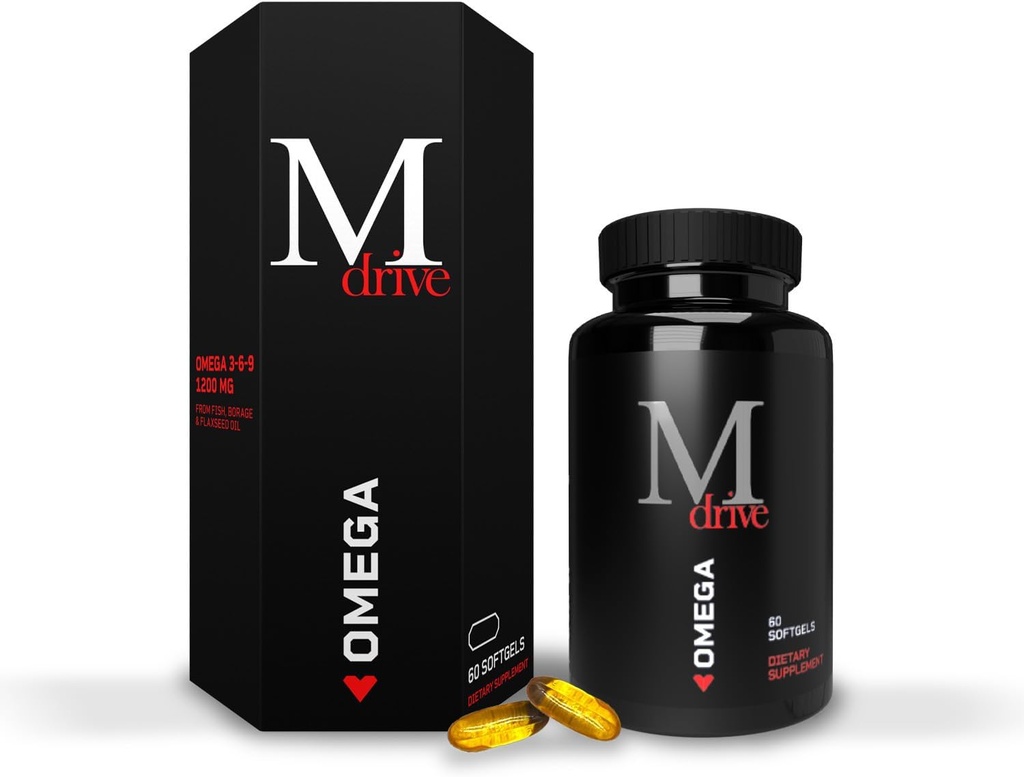 남자를 위한 Mdrive Omega 3 물고기 기름, 물고기, 붕대 & Flaxseed 기름, 지원 심장, 뇌, 피부 및 합동 건강, 60 조사에서 Omega 3-6-9 1200mg