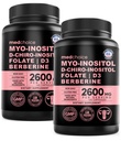 여성을위한 14-in-1 Inositol 보충 및 호르몬 지원 - 40 : 1 Myo-inositol & D-Chiro Inositol Ovarian 지원 캡슐 Folate, 비타민 D 및 B12 (120 개) (팩 2)