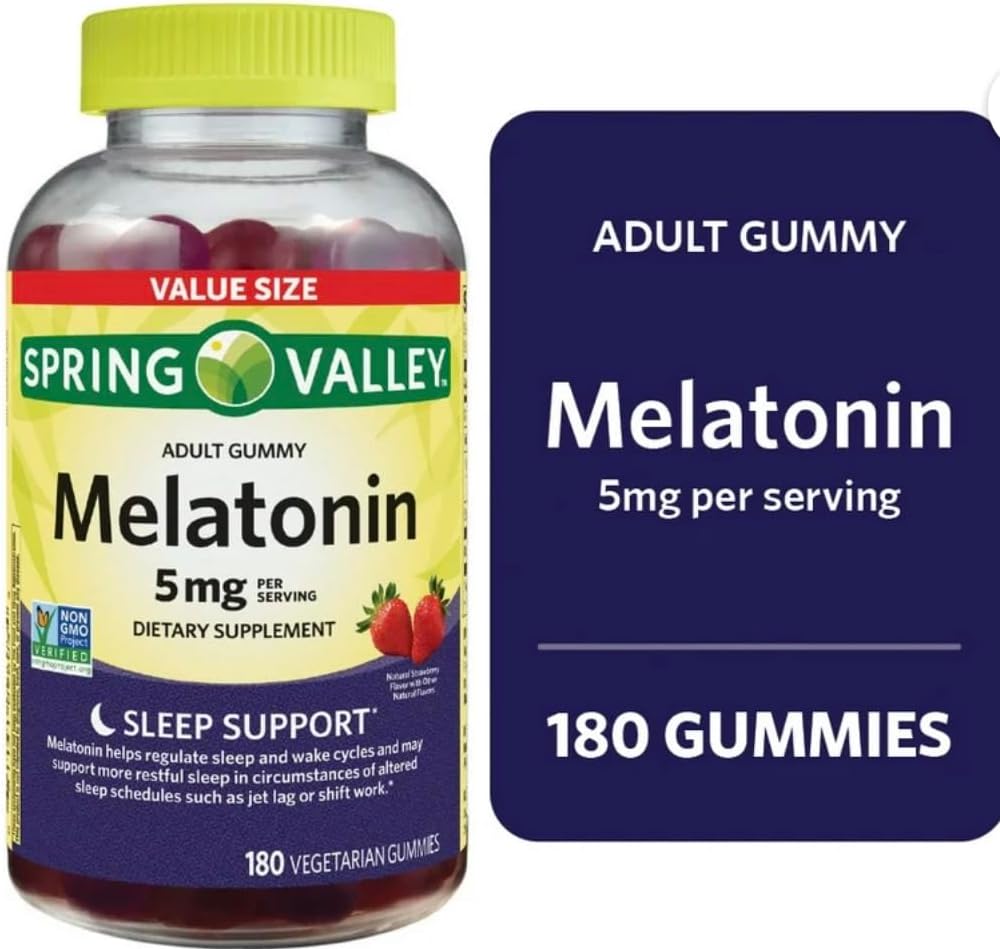 Soring Valley Melatonin Gummies, 비 GMO, 딸기 풍미, 5 mg, 180 조사