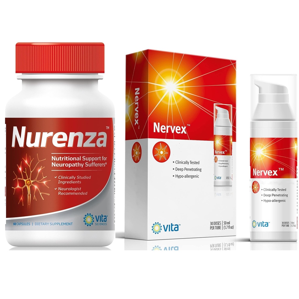 Vita Sciences Complete Neuropathy Relief Bundle: Nurenza Supplement 40x Stronger R-ALA Formula and Nervex Neuropathy Cream with Capsaicin - Nerve Rejuvenation의 경로