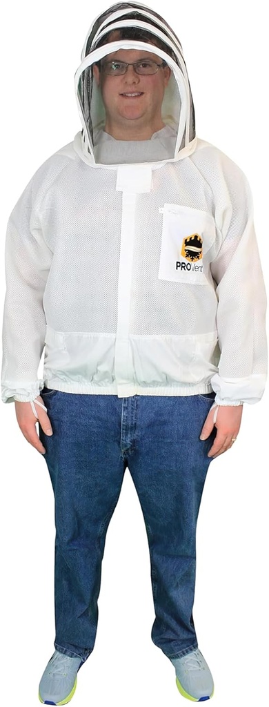 Mann Lake Provent Beekeeping Jacket, Professional Grade Vented Bee Gear with Self-Supporting Veil, Heavy-Duty 지퍼, 탄력있는 손목 오프닝, 강화 된 높은 착용 지역 및 가슴 포켓, 중간